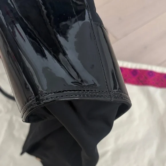 Tory Burch Black Nylon Patent Leather Tote - Picture 10 of 14